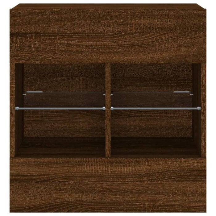 Meuble TV mural avec lumières LED chêne marron 58,5x30x60,5 cm – Image 5