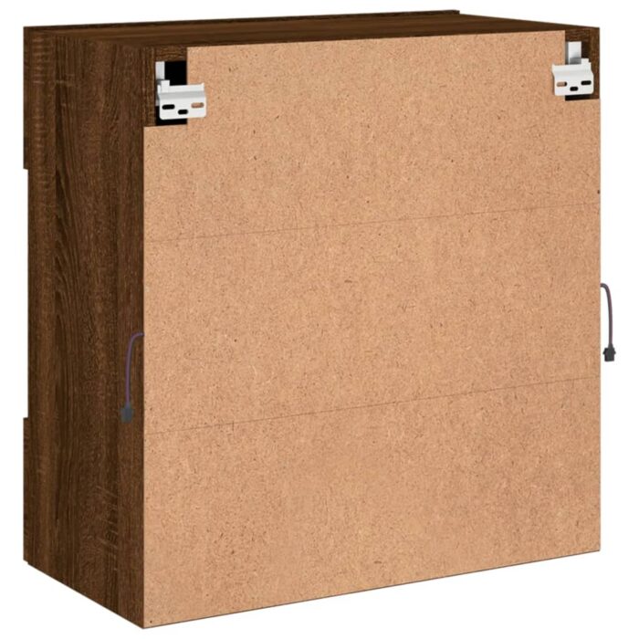 Meuble TV mural avec lumières LED chêne marron 58,5x30x60,5 cm – Image 8