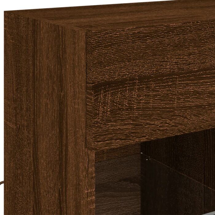 Meuble TV mural avec lumières LED chêne marron 58,5x30x60,5 cm – Image 9