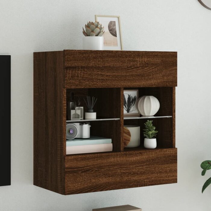 VXL8721012256828_m_en_hd_1.jpg Meuble TV mural avec lumières LED chêne marron 58,5x30x60,5 cm – Image 1