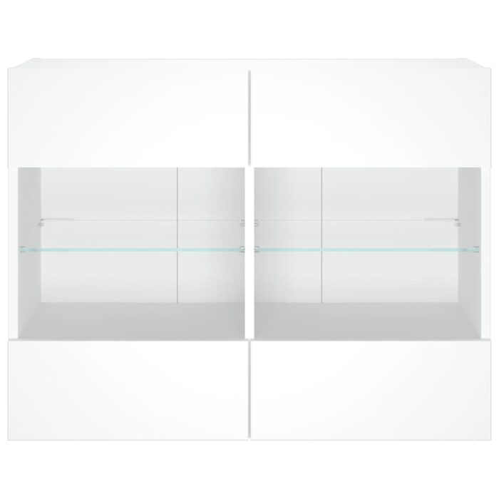Meuble TV mural avec lumières LED blanc 78,5x30x60,5 cm – Image 5