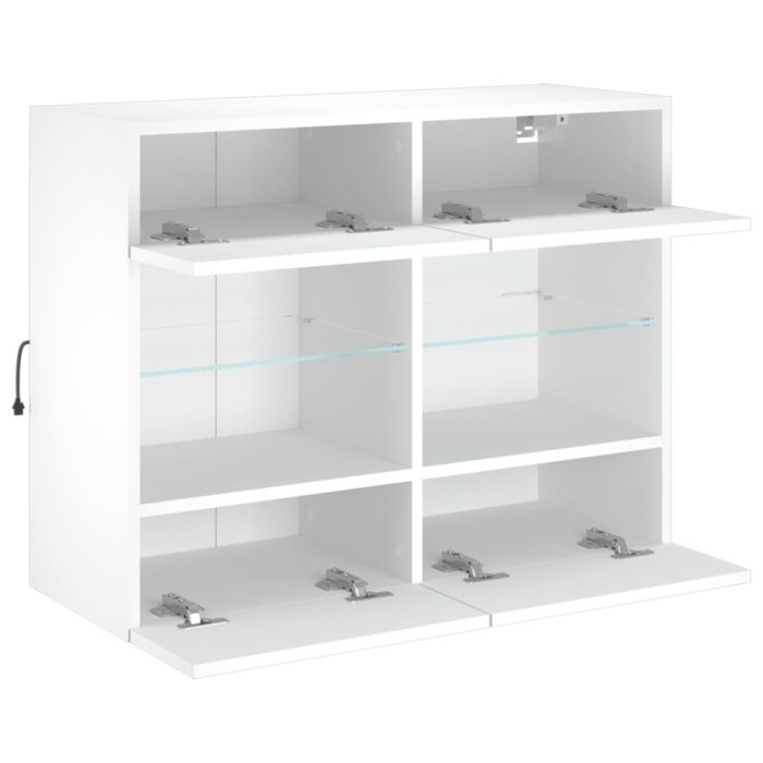 Meuble TV mural avec lumières LED blanc 78,5x30x60,5 cm – Image 6