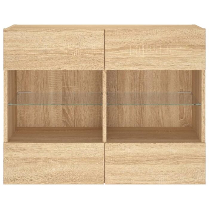 Meuble TV mural avec lumières LED chêne sonoma 78,5x30x60,5 cm – Image 5