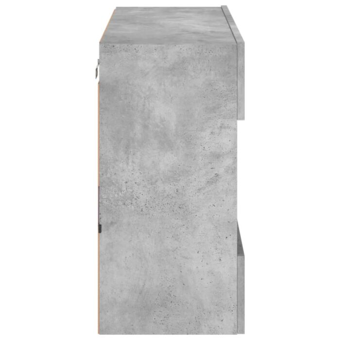 Meuble TV mural avec lumières LED gris béton 78,5x30x60,5 cm – Image 7