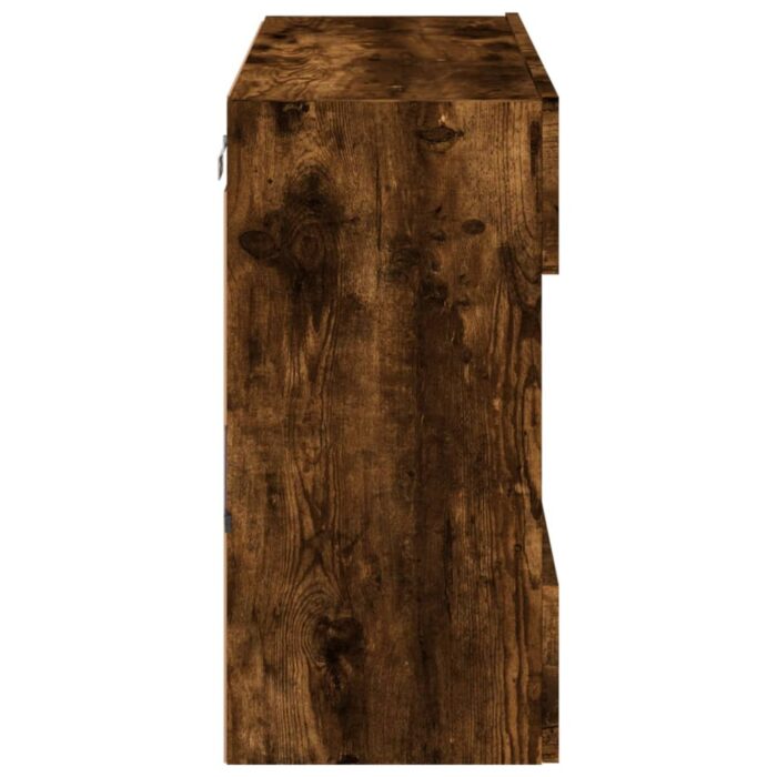 Meuble TV mural avec lumières LED chêne fumé 78,5x30x60,5 cm – Image 7