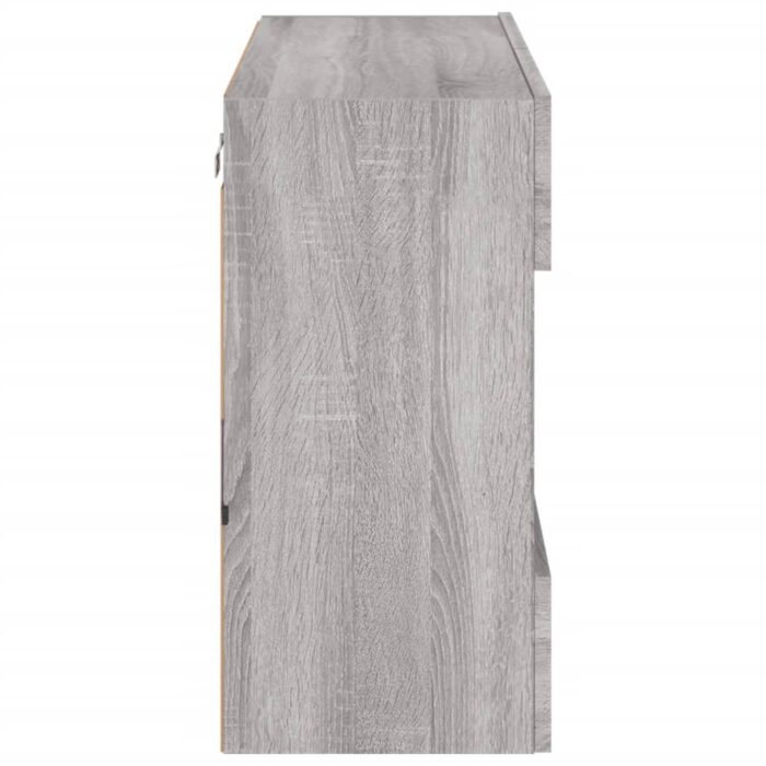 Meuble TV mural avec lumières LED sonoma gris 78,5x30x60,5 cm – Image 7