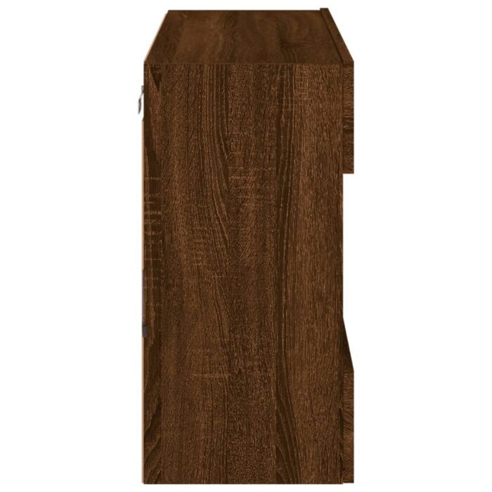 Meuble TV mural avec lumières LED chêne marron 78,5x30x60,5 cm – Image 7