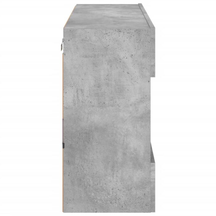 Meuble TV mural avec lumières LED gris béton 98,5x30x60,5 cm – Image 7