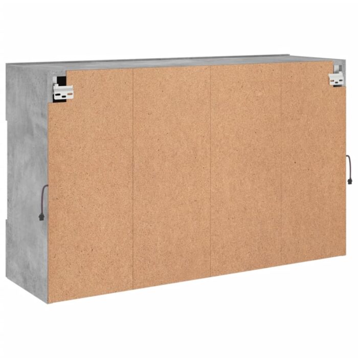 Meuble TV mural avec lumières LED gris béton 98,5x30x60,5 cm – Image 8
