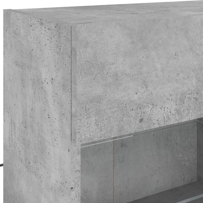 Meuble TV mural avec lumières LED gris béton 98,5x30x60,5 cm – Image 9