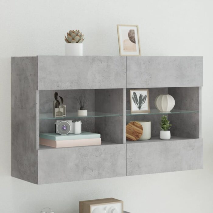 VXL8721012256934_m_en_hd_1.jpg Meuble TV mural avec lumières LED gris béton 98,5x30x60,5 cm – Image 1
