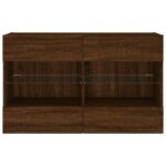 Meuble TV mural avec lumières LED chêne marron 98,5x30x60,5 cm – Image 5
