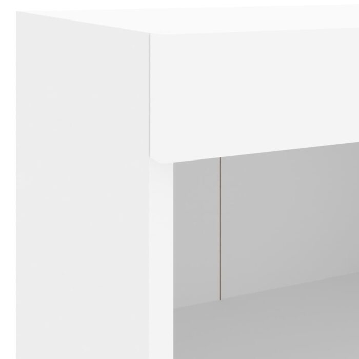 Tables de chevet murales avec lumières LED 2 pcs blanc – Image 10