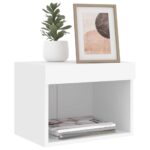 Tables de chevet murales avec lumières LED 2 pcs blanc – Image 4