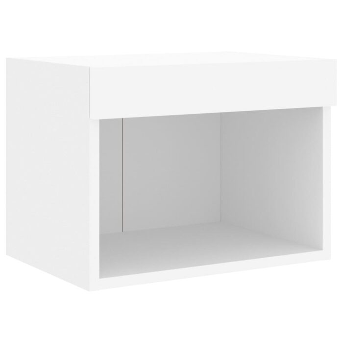 Tables de chevet murales avec lumières LED 2 pcs blanc – Image 6