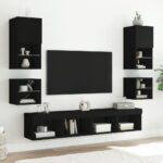 Table de chevet murale avec lumières LED noir – Image 2