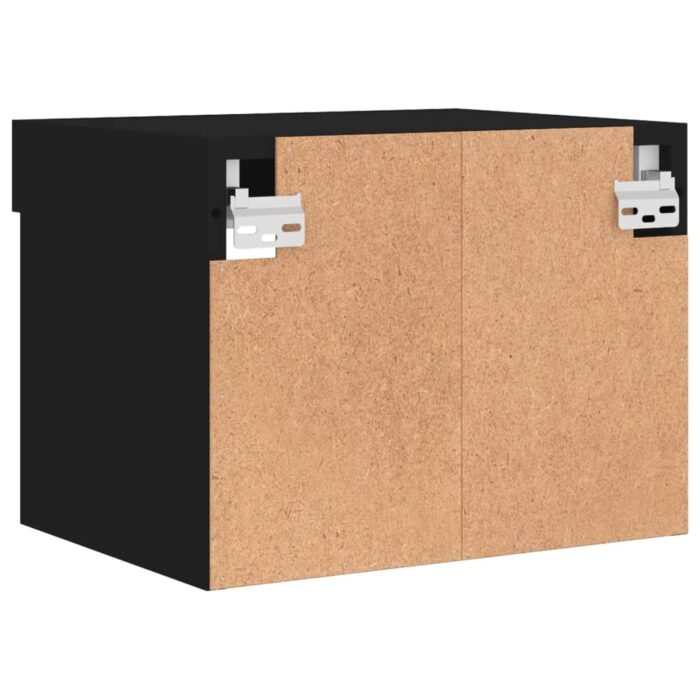 Table de chevet murale avec lumières LED noir – Image 7