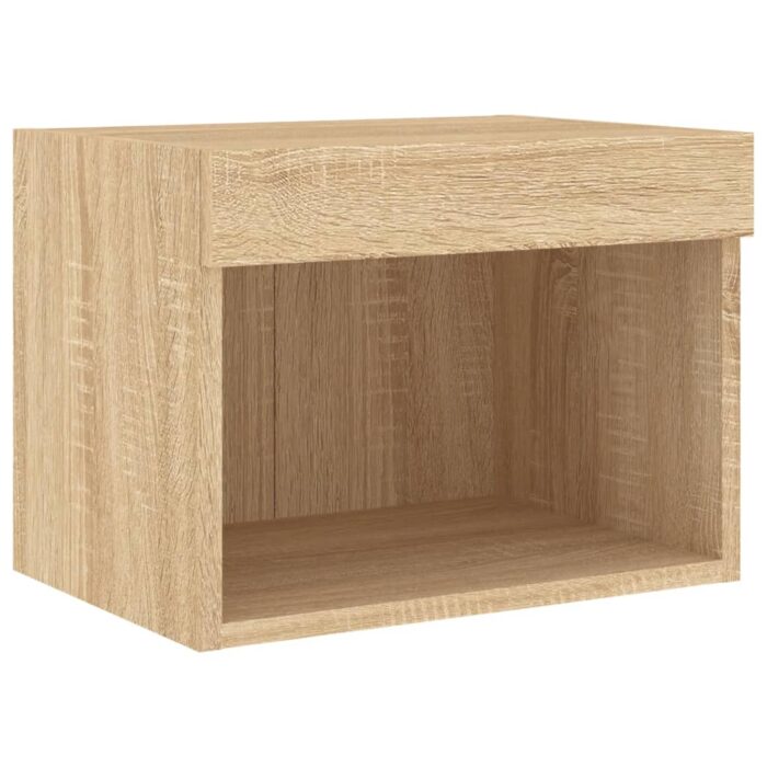 Table de chevet murale avec lumières LED chêne sonoma – Image 4