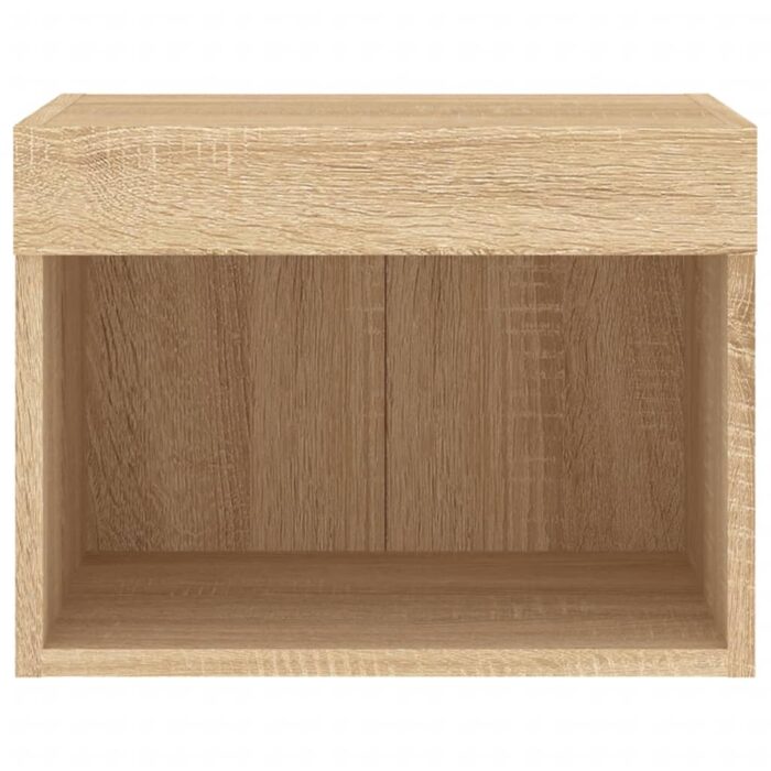 Table de chevet murale avec lumières LED chêne sonoma – Image 5