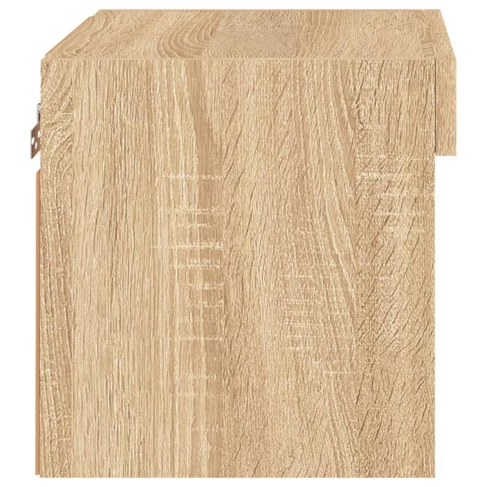 Table de chevet murale avec lumières LED chêne sonoma – Image 6
