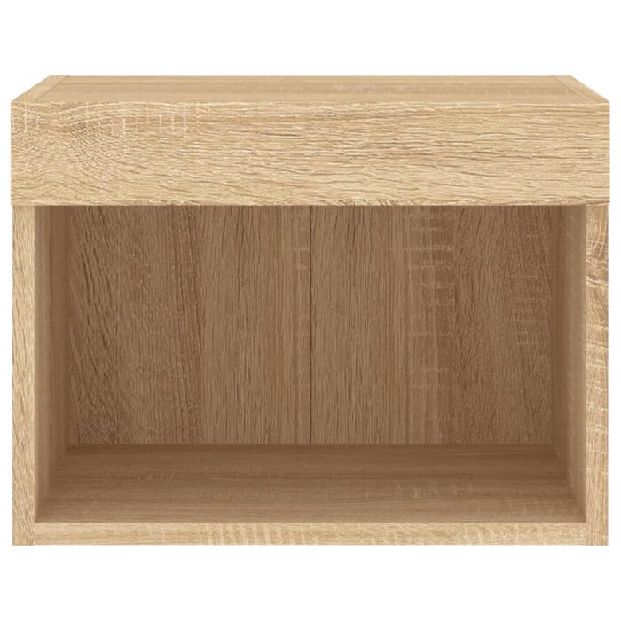 Tables de chevet murales avec lumières LED 2 pcs chêne sonoma – Image 7