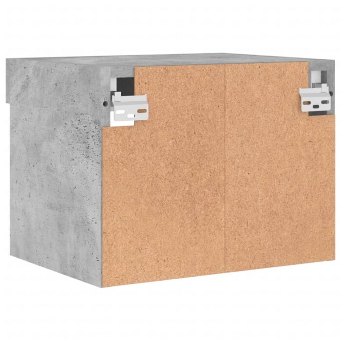 Table de chevet murale avec lumières LED gris béton – Image 7