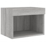 Tables de chevet murales avec lumières LED 2 pcs sonoma gris – Image 6