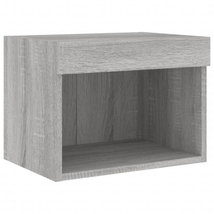 Tables de chevet murales avec lumières LED 2 pcs sonoma gris – Image 6