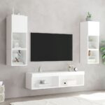 Meuble TV avec lumières LED blanc 60x30x30 cm – Image 2