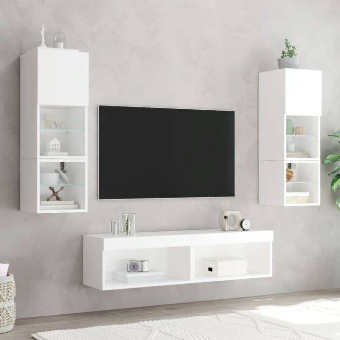 Meuble TV avec lumières LED blanc 60x30x30 cm – Image 2