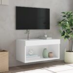 Meuble TV avec lumières LED blanc 60x30x30 cm – Image 3