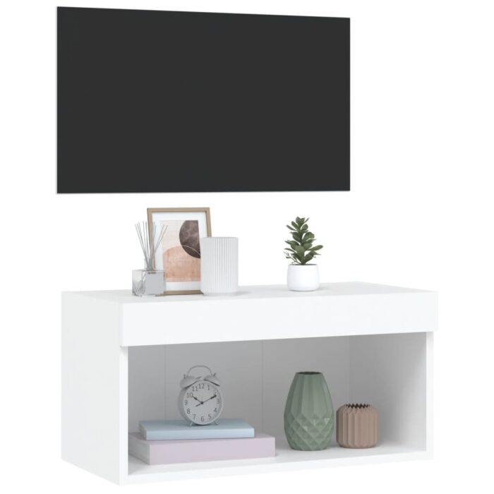 Meuble TV avec lumières LED blanc 60x30x30 cm – Image 4