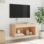 Meuble TV avec lumières LED chêne sonoma 60x30x30 cm – Image 3