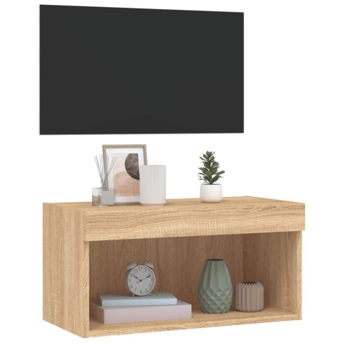 Meuble TV avec lumières LED chêne sonoma 60x30x30 cm – Image 4