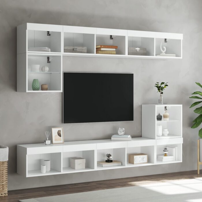 Meuble TV avec lumières LED blanc 80x30x30 cm – Image 2