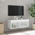 Meuble TV avec lumières LED blanc 80x30x30 cm – Image 3