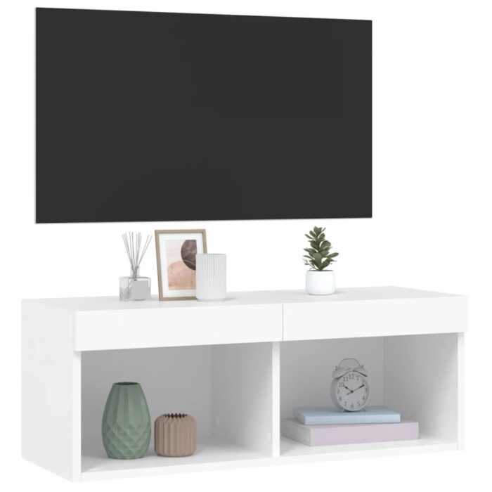 Meuble TV avec lumières LED blanc 80x30x30 cm – Image 4