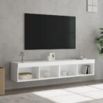 Meubles TV avec lumières LED 2 pcs blanc 80x30x30 cm – Image 3