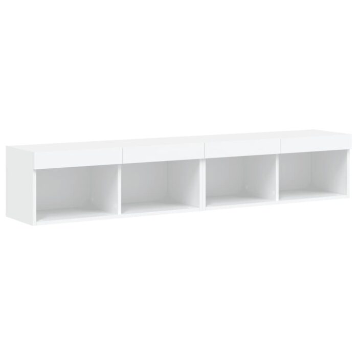 Meubles TV avec lumières LED 2 pcs blanc 80x30x30 cm – Image 5