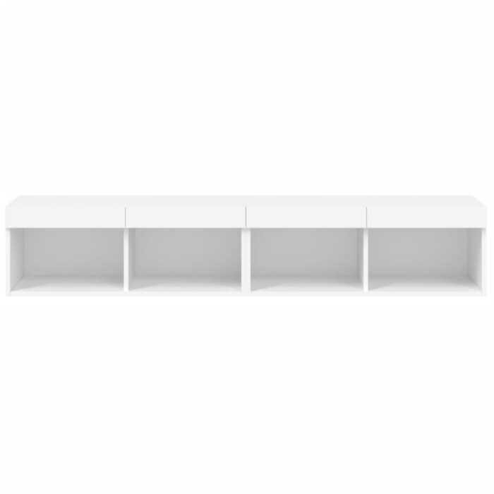 Meubles TV avec lumières LED 2 pcs blanc 80x30x30 cm – Image 6