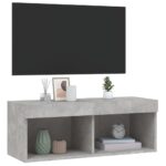 Meuble TV avec lumières LED gris béton 80x30x30 cm – Image 4
