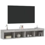 Meubles TV avec lumières LED 2 pcs gris béton 80x30x30 cm – Image 4