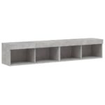 Meubles TV avec lumières LED 2 pcs gris béton 80x30x30 cm – Image 5