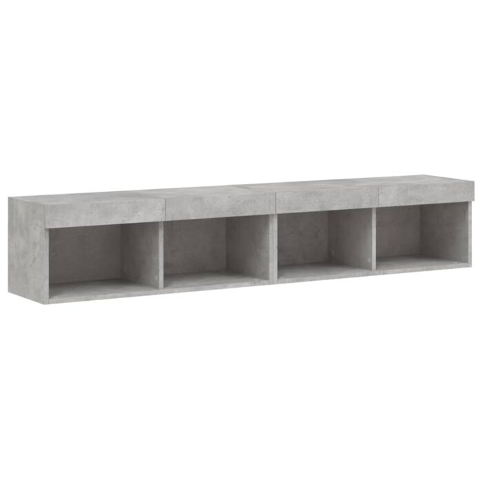 Meubles TV avec lumières LED 2 pcs gris béton 80x30x30 cm – Image 5