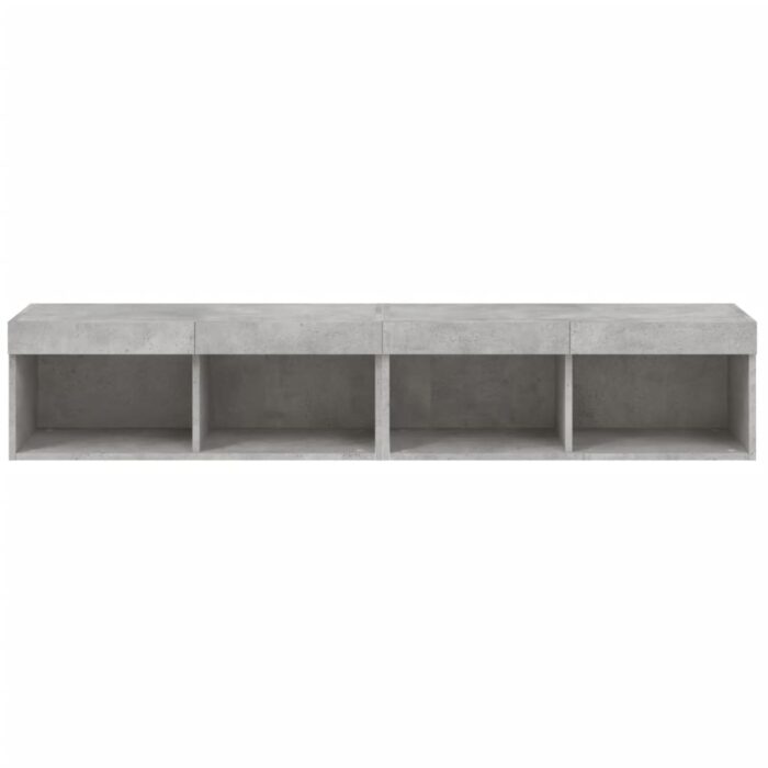 Meubles TV avec lumières LED 2 pcs gris béton 80x30x30 cm – Image 6