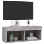 Meuble TV avec lumières LED sonoma gris 80x30x30 cm – Image 4