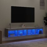 Meubles TV avec lumières LED 2 pcs sonoma gris 80x30x30 cm – Image 2