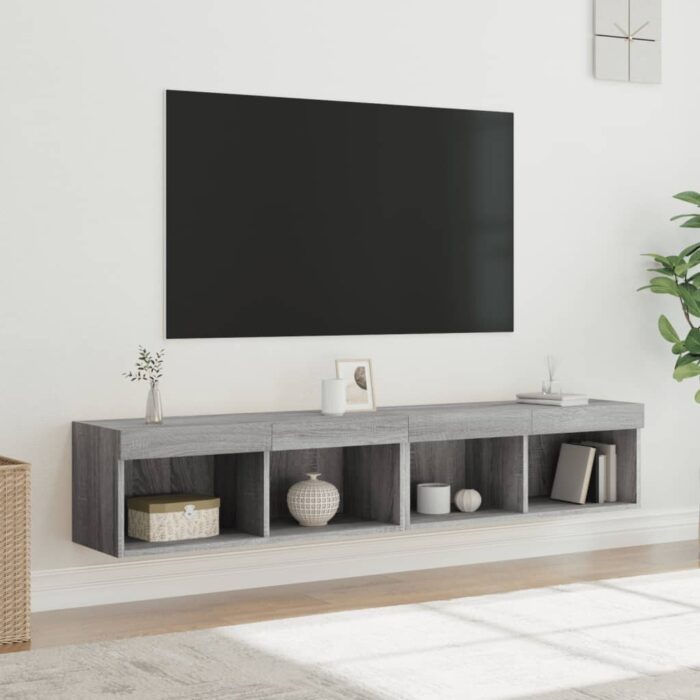 Meubles TV avec lumières LED 2 pcs sonoma gris 80x30x30 cm – Image 3
