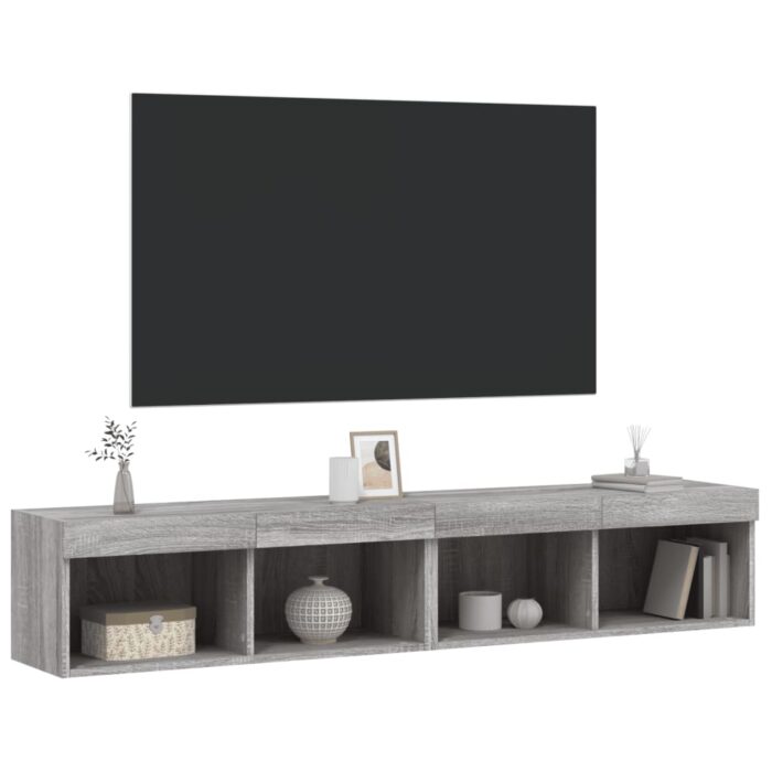 Meubles TV avec lumières LED 2 pcs sonoma gris 80x30x30 cm – Image 4