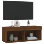 Meuble TV avec lumières LED chêne marron 80x30x30 cm – Image 4